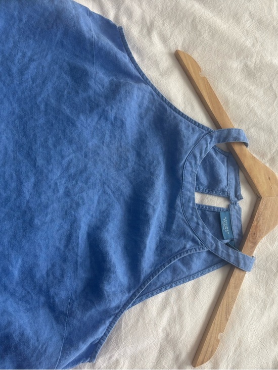 Linen Halter Midi Dress in Cornflower Blue - Picture 9 of 11